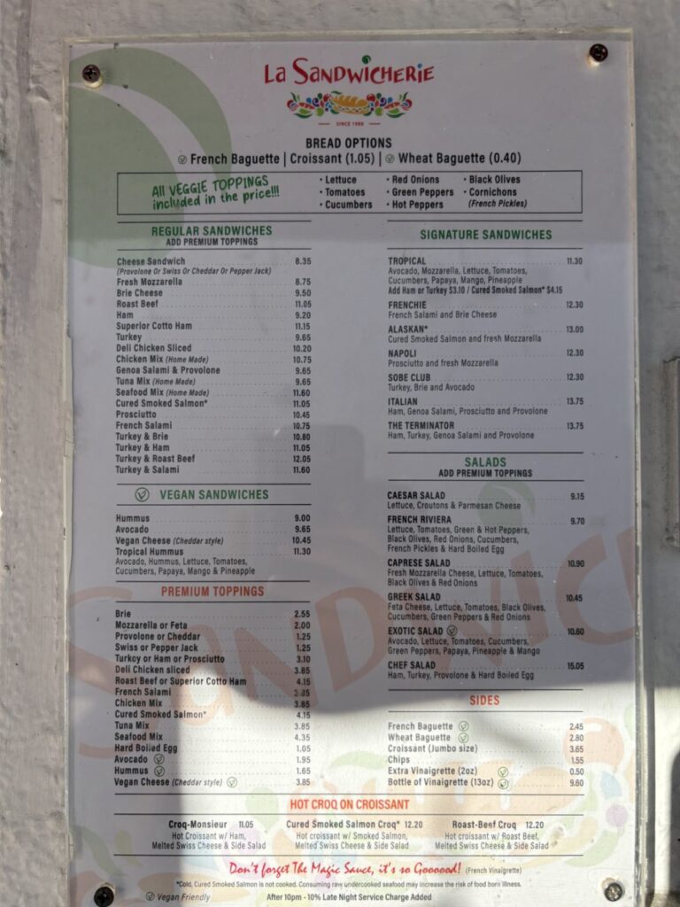 La Sandwicherie Miami Beach Menu 3