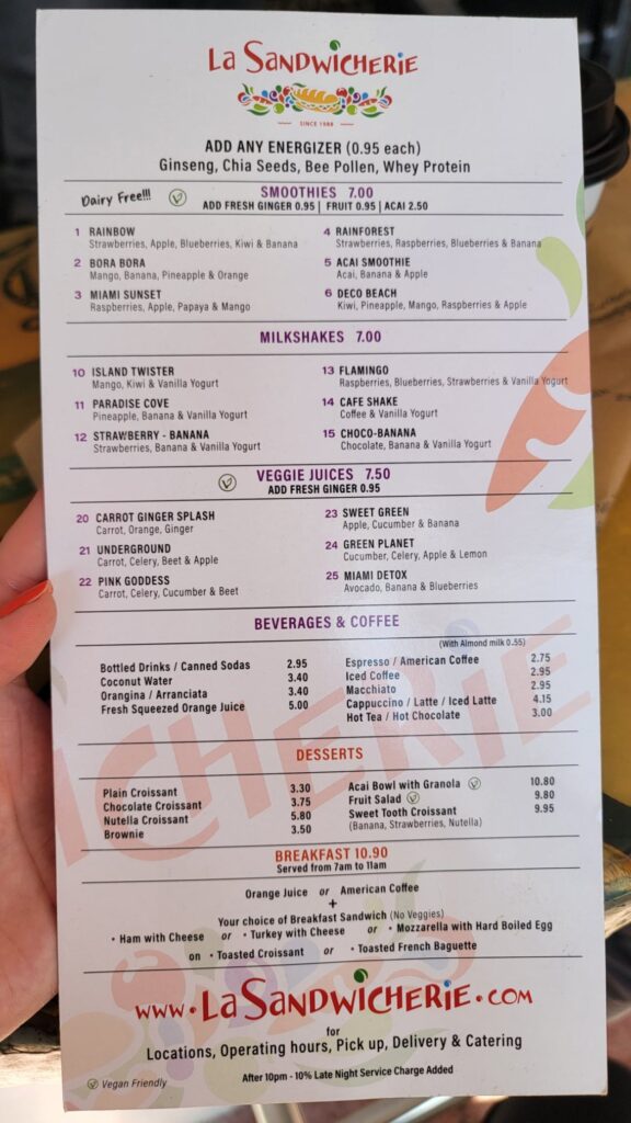 La Sandwicherie Miami Beach Menu 4