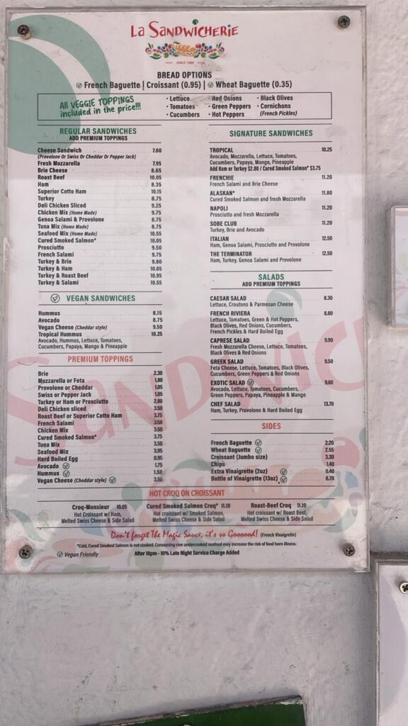 La Sandwicherie Miami Beach Menu 7